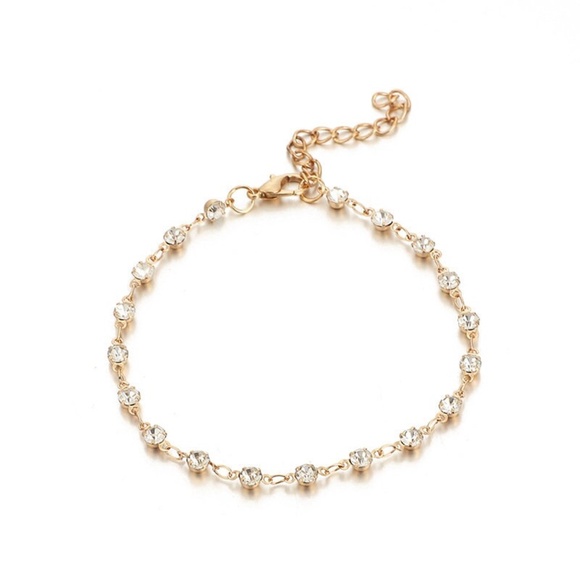 5 Piece Gold Anklet, Flower Pendant, Disc Chain, Bead Anklet Set - Picture 6 of 9